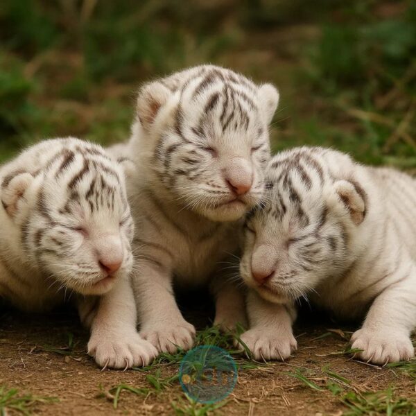 Trigêmeos de Tigre-Branco Nascem com Leucismo e Nomes que Simbolizam Esperança